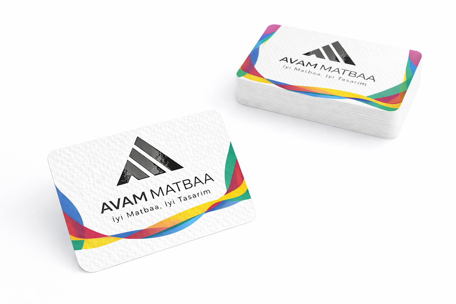 280 gr tuale dokulu kağıda çift yüz renkli baskılı, doğal yüzeyli ve oval kesimli kartvizit