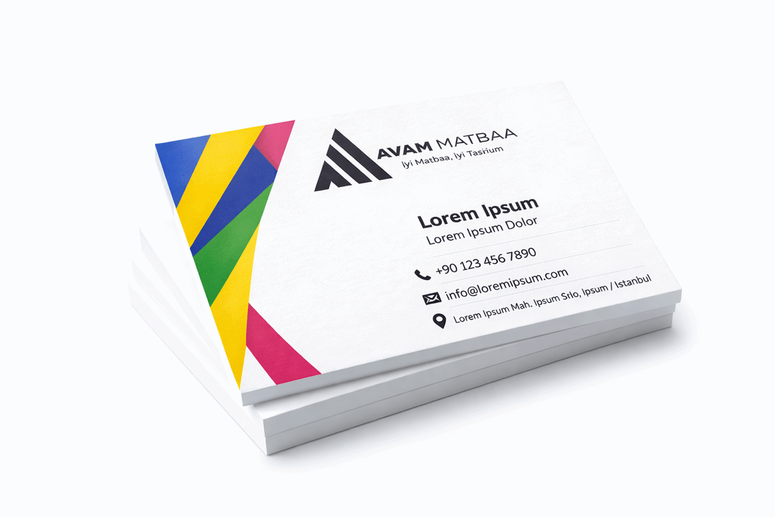 Tek yön renkli baskıya sahip, mat selefon kaplamalı, canlı renk detaylarıyla tasarlanmış modern kartvizit