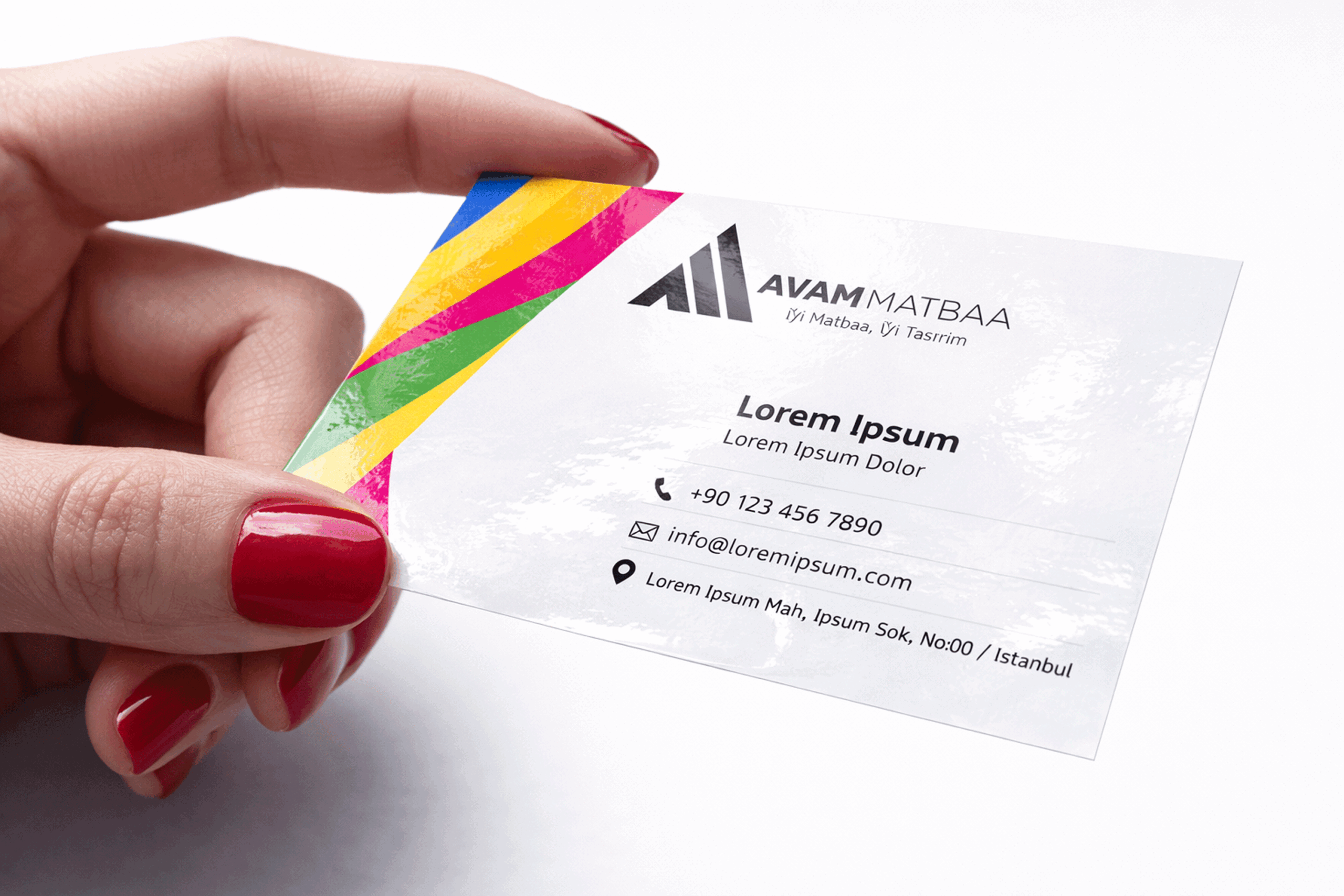 Tek yön renkli baskılı, parlak selefon kaplamalı, elde tutulan modern ve canlı tasarımlı kartvizit