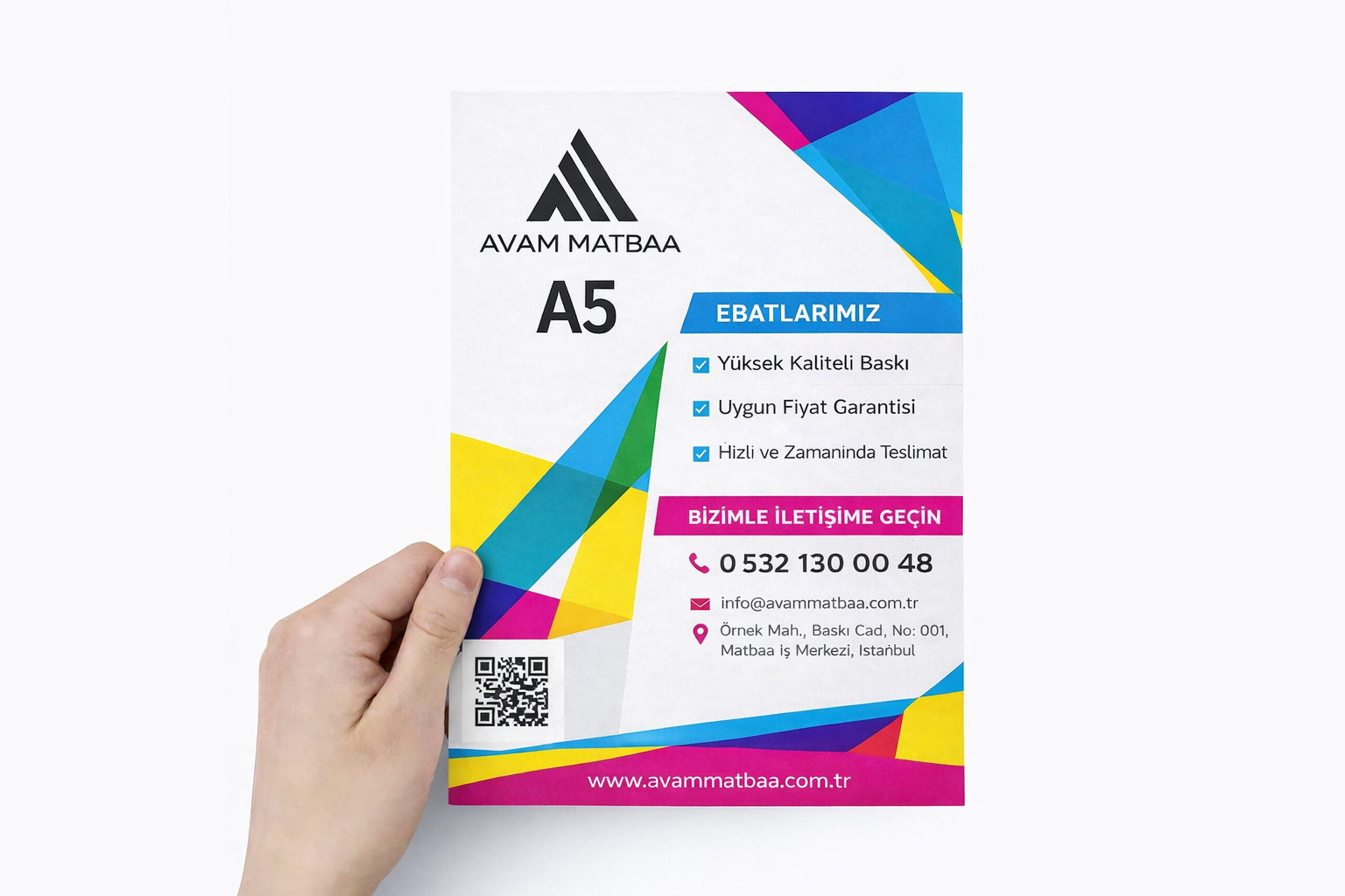 Avam Matbaa A5 el ilanı tasarımı matbaa broşür baskı örneği