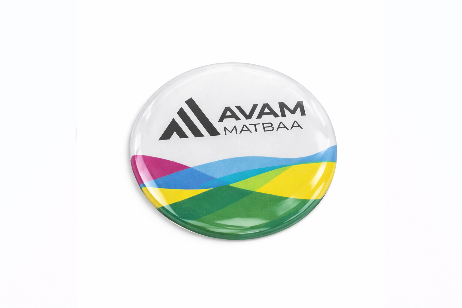 Avam Matbaa yuvarlak damla etiket – epoksi kaplamalı parlak logo sticker