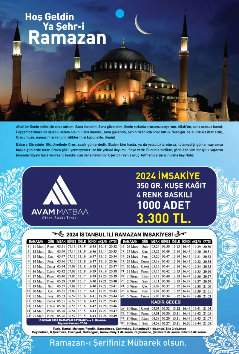 İmsakiye Baskısı