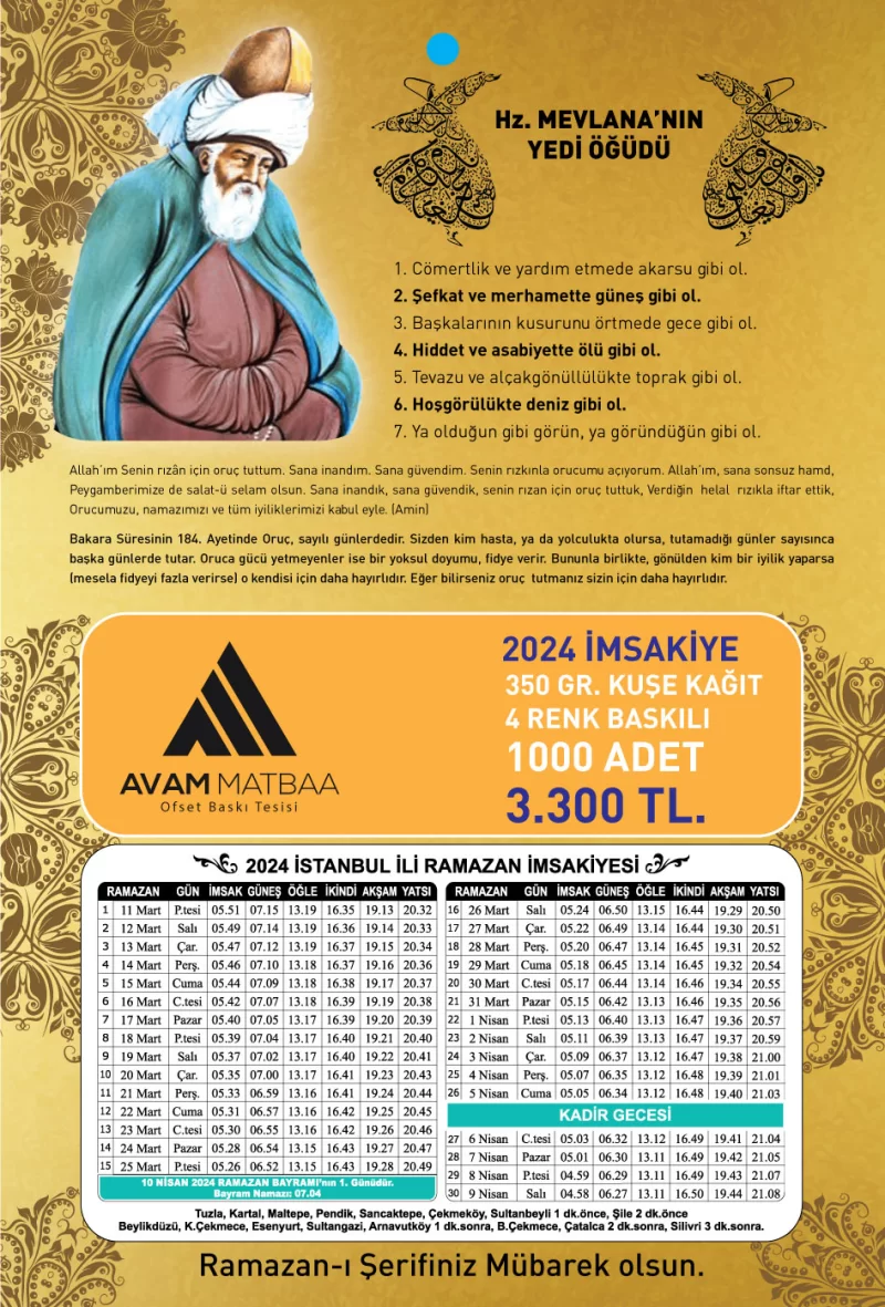 İmsakiye Baskısı
